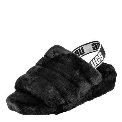 Ugg Women's Fluff Yeah Slide Sheepskin Slippers in Black, Size 5