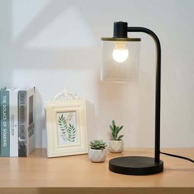 19" LED Indoor Glass Shade Table Lamp in Black & White Sam's Club