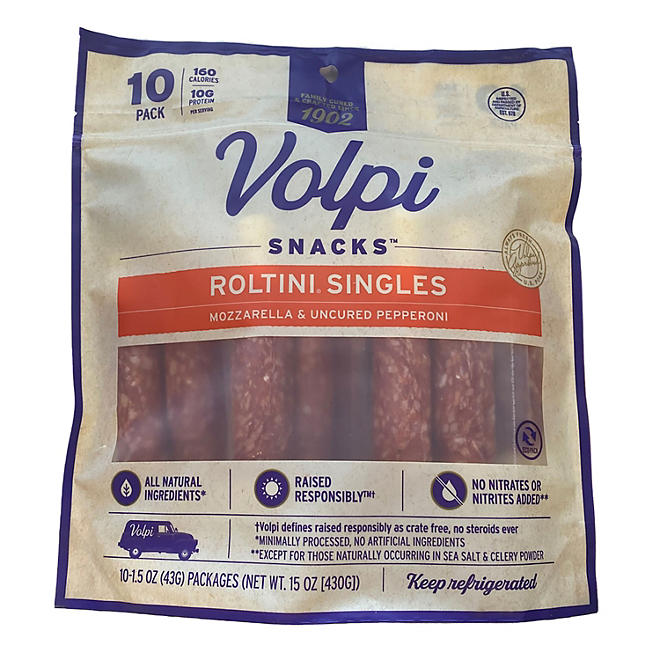 Volpi Snacks Roltini Singles with Mozzarella and Uncured Pepperoni 10 ct.
