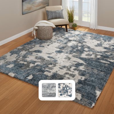 Drexel Lenox Shag Area Rug, Chanda Blue, 6'6'x9'6':- 6'6'x9'6', Chanda Blue