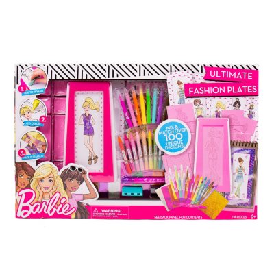 Barbie Fashion Plates All-In-One Studio 45 Pieces design drawing table  crayons paper1SolardealsBarbie fashion platesBarbie Fashion Plates  All-In-One Studio 45 Pieces Ages 6+ Rub to reveal, Add color Mix &  Match over 100