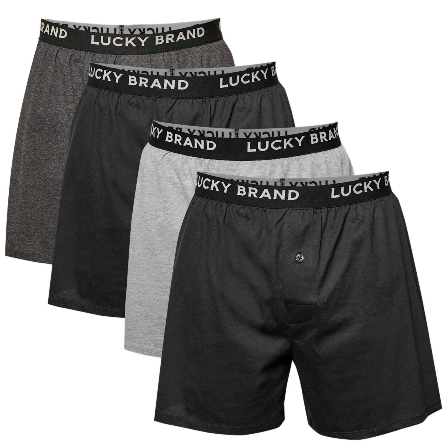 Lucky Brand 4pk Knit Boxer Black/Gray L