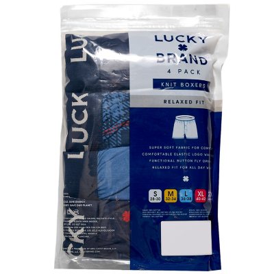 Lucky Brand Men's Underwear - 100% Cotton Knit Boxers (6 Pack), Size Small,  Ash/Imperial Blue/Print : : Fashion
