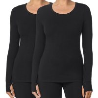 Cuddl Duds Women's Long Sleeve Base Layer Top, 2 Pack