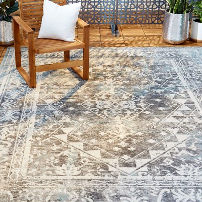 Nicole Miller New York Patio Sofia Ivy Area Rug, Gray/Aqua - Sam&rsquo;s 