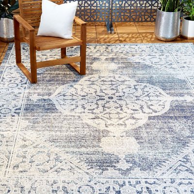 Sofia Magnolia Area Rug Navy Blue