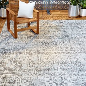 Nicole Miller New York Patio Sofia Fleur Area Rug - Light Gray/Dark Gray