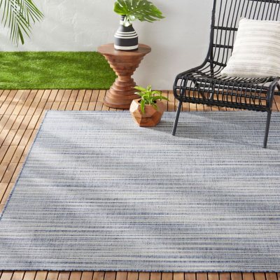 Nicole Miller New York Patio Country Wynona Contemporary Abstract Indoor/Outdoor Area Rug - Blue/Beige 5'2'x7'2':-