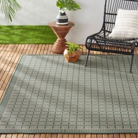 Nicole Miller New York Patio Country Luna Contemporary Geometric Indoor/Outdoor Area Rug - Green/Beige