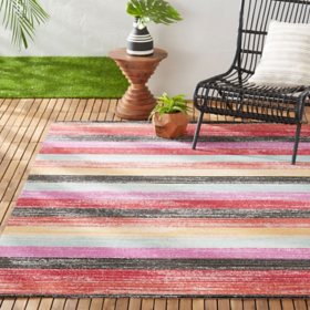 Nicole Miller New York Patio Sofia Estelle Indoor/Outdoor Area Rug - Red/Pink