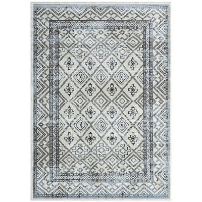 Everwash Treasure Heris Southwest Geometric Machine Washable Area Rug, Red/Blue - 5'2x7'2