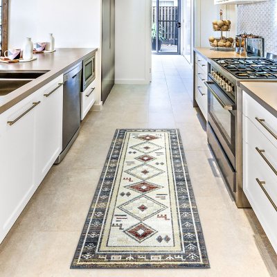 Everwash Treasure Southwestern Washable Area Rug, Beige/Blue (Assorted Sizes)