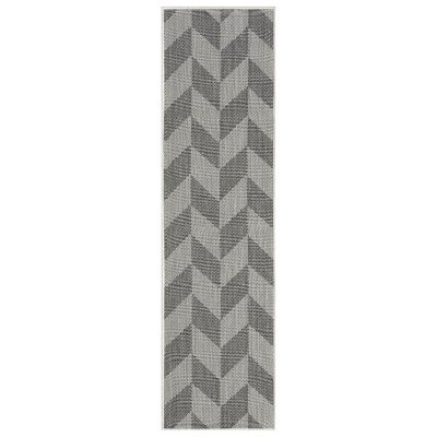 Nicole Miller New York Patio Country Calla Contemporary Herringbone Indoor/Outdoor Area Rug - Black/Grey 19x72:-