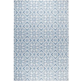 Nicole Miller New York Patio Country Danica Transitional Geometric Indoor/Outdoor Area Rug - Blue/Gray