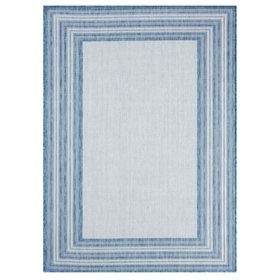Nicole Miller New York Patio Country Layla Modern Border Indoor/Outdoor Area Rug - Blue/Ivory 