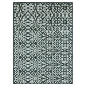 Nicole Miller New York Patio Country Danica Transitional Geometric Indoor/Outdoor Area Rug - Blue/White