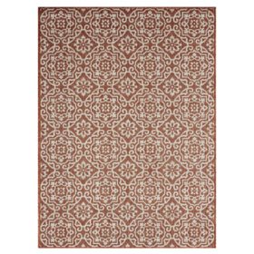 Nicole Miller New York Patio Country Danica Transitional Geometric Indoor/Outdoor Area Rug - Terracotta/Ivory