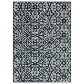 Nicole Miller New York Patio Country Danica Transitional Geometric Indoor/Outdoor Area Rug - Navy Blue/Ivory 