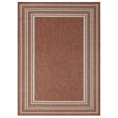 Nicole Miller New York Patio Country Layla Modern Border Indoor/Outdoor Area Rug - Terracotta/Ivory