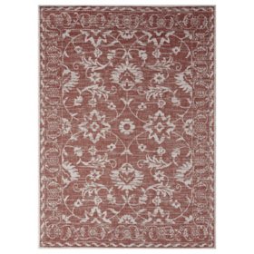 Nicole Miller New York Patio Country Ayala Botanical Floral Indoor/Outdoor Area Rug - Terracotta/Ivory 