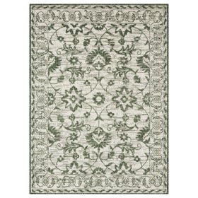 Nicole Miller New York Patio Country Ayala Botanical Floral Indoor/Outdoor Area Rug - Light Green/Ivory 