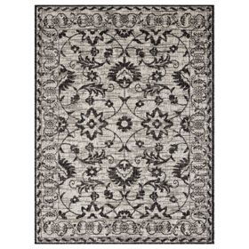 Nicole Miller New York Patio Country Ayala Botanical Floral Indoor/Outdoor Area Rug - Gray/Black