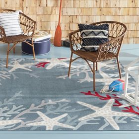 Home Dynamix Coral and Starfish Indoor/Outdoor Area Rug, Assorted Colors and Sizes