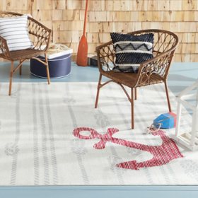 Home Dynamix Anchor Indoor/Outdoor Area Rug, Ivory and Grey - 5'2"x7'2"