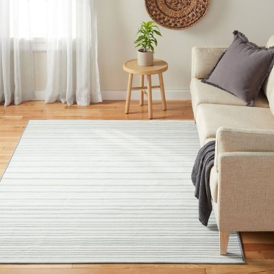 Town & Country Basics Layne Everwash Area Rug:- 7'10'x10'2', Silver