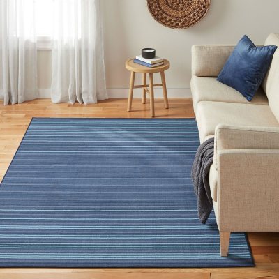Town & Country Basics Layne Everwash Area Rug:- 6'6'x9'6', Blue