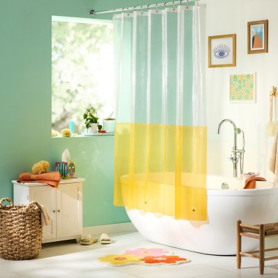 TOWN & COUNTRY EVERYDAY Sophia Textured Solid Cotton-Rich Breathable Fabric Shower Curtain with Reinforced Buttonhole