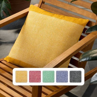 Town &amp; Country Terra Alara Solid Border Indoor/Outdoor Decorative Pillow:- Yellow/Ivory, 20' x 20'