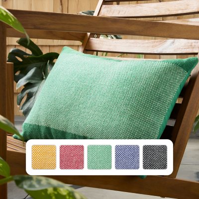 Town & Country Terra Alara Solid Border Indoor/Outdoor Decorative Pillow:- Green/Ivory, 14' x 20'