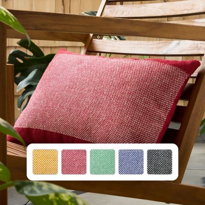 Town &amp; Country Terra Alara Solid Border Indoor/Outdoor Decorative Pillow:- Red/Ivory, 14' x 20'
