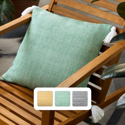 Town & Country Terra Alara Ribbed Texture Decorative Pillow:- Green/Ivory, 20' x 20'