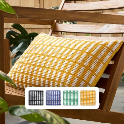 Town & Country Terra Alara Textured Geo Stripe Indoor/Outdoor Decorative Pillow:- Yellow/Ivory, 14' x 20'