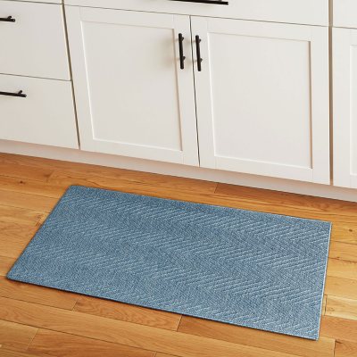 Town &amp; Country Basics Pax Herringbone Textured Machine Washable Area Rug:- 1'11'x2'11', Blue, Rectangle