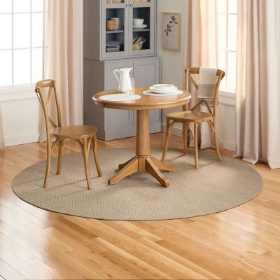 Town & Country Basics Pax Herringbone Textured Machine Washable Area Rug:- 7'10'x7'10', Brown, Round