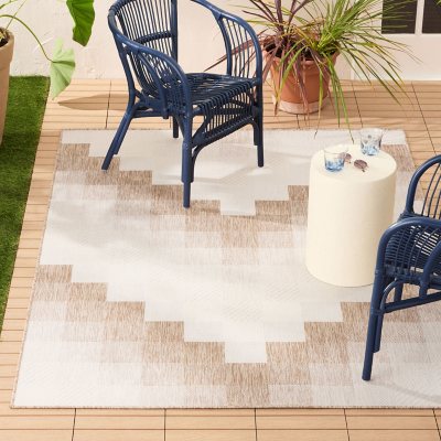 Nicole Miller Ombre Chevron Indoor/Outdoor Area Rug:- 8' x 10', Beige