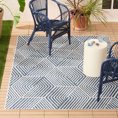 Nicole Miller Ombre Geo Indoor/Outdoor Area Rug:- 6' x 9', Navy