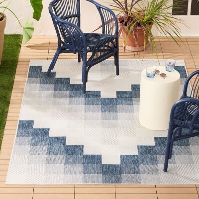 Nicole Miller Ombre Chevron Indoor/Outdoor Area Rug:- 9' x 12', Navy
