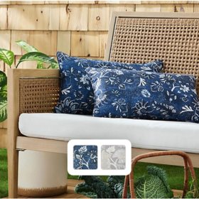 Martha Stewart Distressed Jacobean Indoor/Outdoor Decorative Pillow, Set of 2, Choose Size
