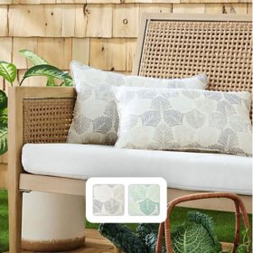 Martha Stewart Modern Banana Leaves Indoor/Outdoor Decorative Pillow, Set of 2, Choose Size