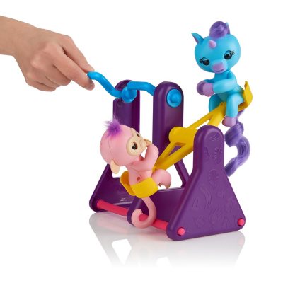NEW FINGERLINGS Monkey Coral & Unicorn Callie See Saw Teeter Totter Play Set 