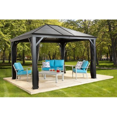 Aluminum Dark (Various - Steel Mykonos Gazebo, Gray Sizes) Sojag Club Sam\'s and