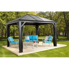 Sojag Mykonos Aluminum and Steel Gazebo, Dark Gray, Various Sizes