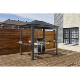 Sojag Mykonos Aluminum and Steel Outdoor Grill Shelter, Dark Gray 5' x' 8 