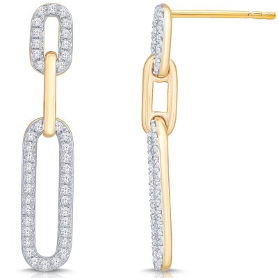 0.33 CT. T.W. Diamond Paperclip Earrings in 14K Yellow Gold