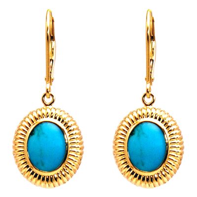 Oval Turquoise Leverback Dangle Earrings - Sam's Club