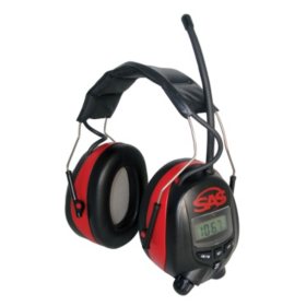 Sas Earmuffs Digital Am Fm Radio Hearing Protection Black Red